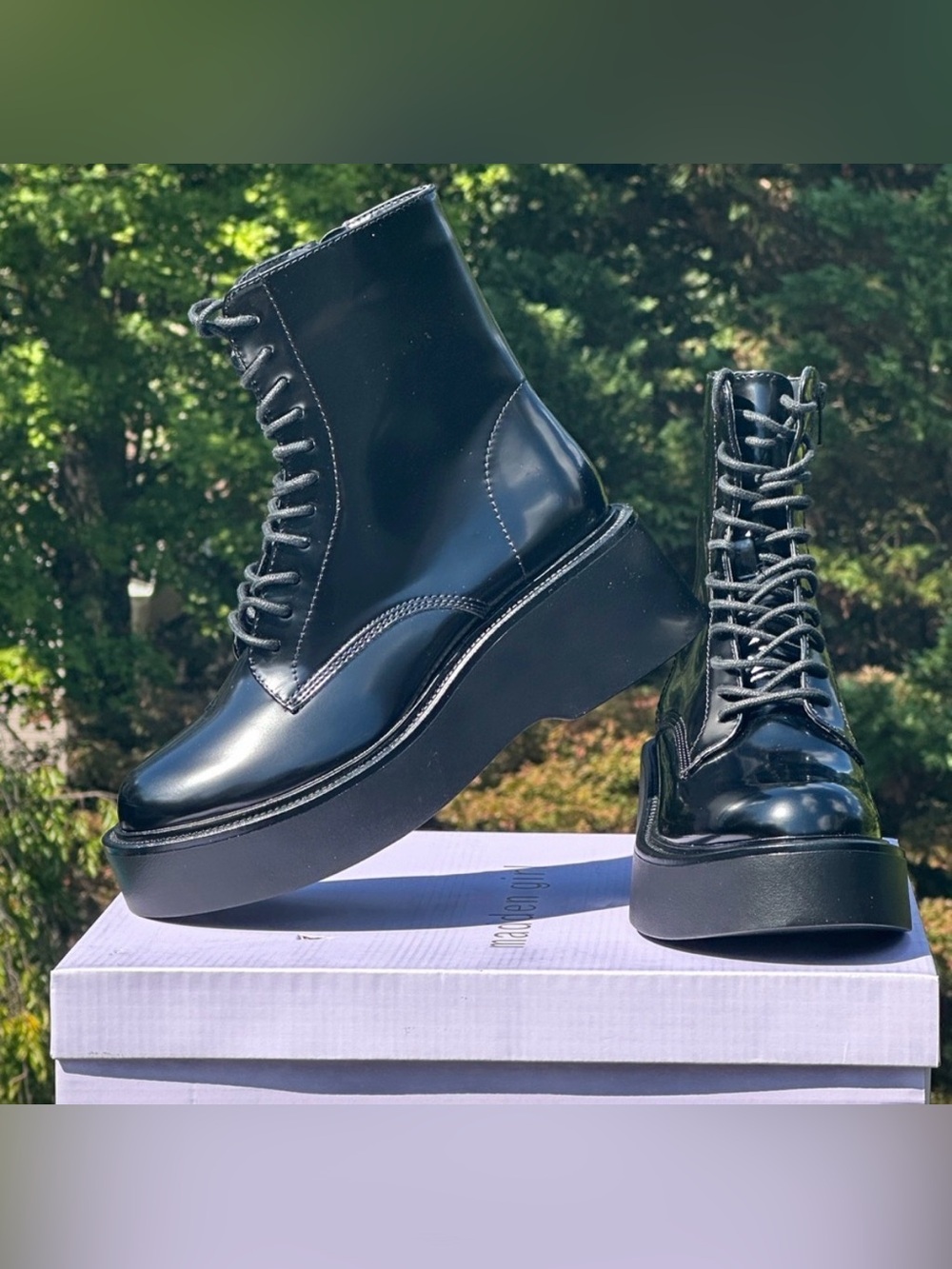Womens Black Madden Girl Lace Up Boot NEW - Womens 8 (Youth 6.5)